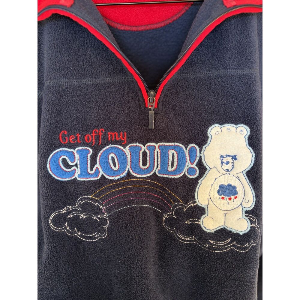 Vintage Care Bears Grumpy Bear Get Off My Cloud 1/4 Zip Fleece Pullover XL - Picture 2 of 14